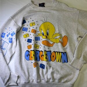 Vintage Georgetown University Gray tweety bird Sweatshirt 80’s